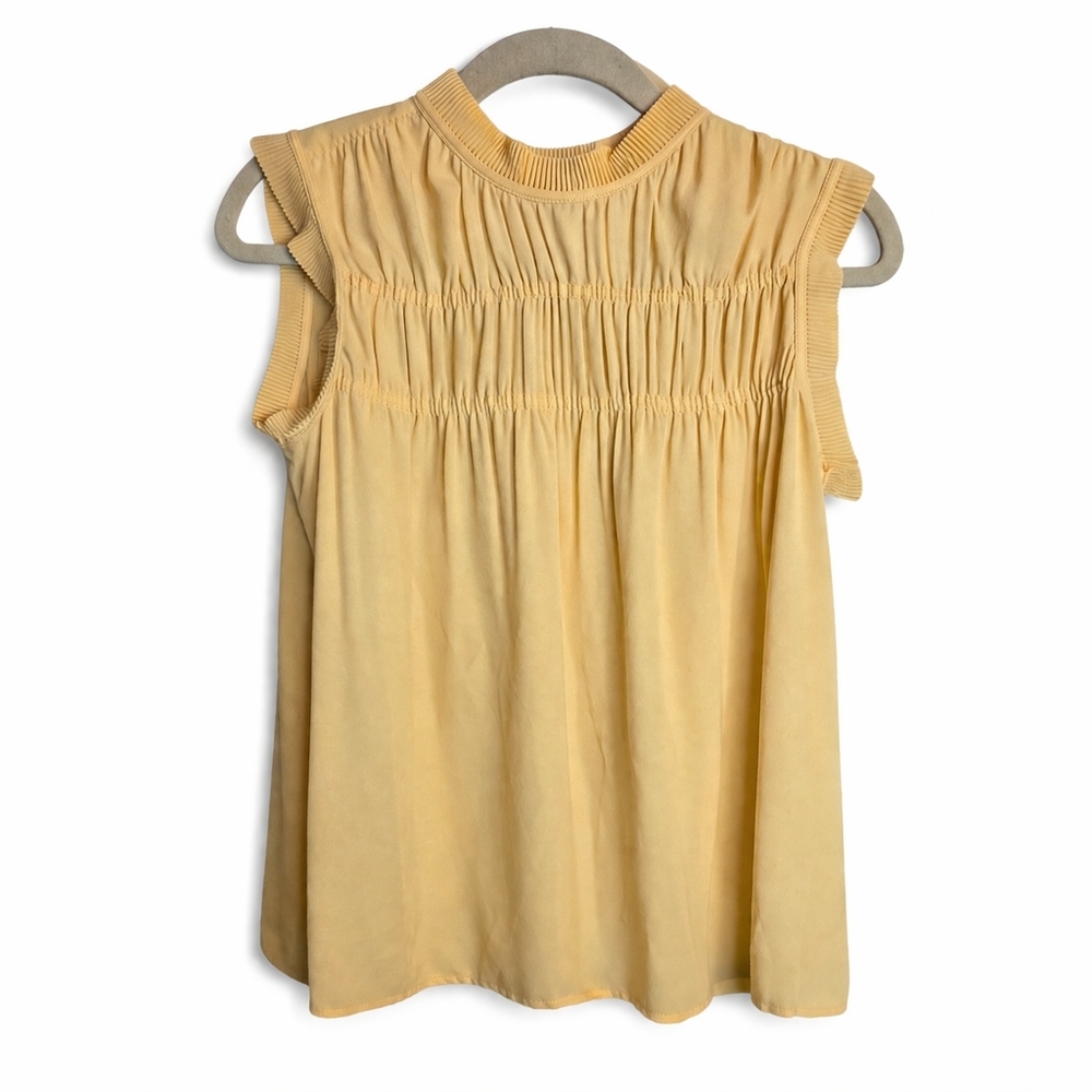 NWT Max Studio Women's Yellow Crepe Sleeveless Blouse Tank Size Small